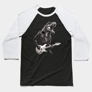 Rock & Roll Music Concert Festival Dinosaur T-rex Guitar Baseball T-Shirt